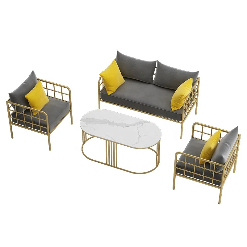 Nordic fabric sofa iron table chair modern simple small living room sofa