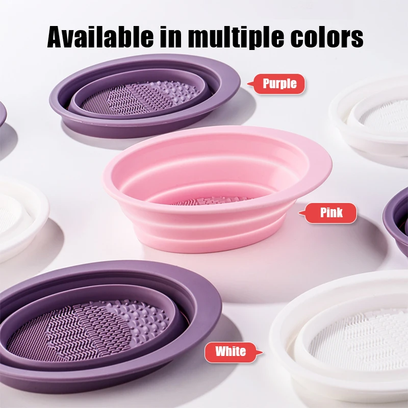 YKF 2024 Portable Foldable Silicone Beauty Egg Cleaning Tool Artifact Washing Bowl Pad Mat Sponge Makeup Brush Mats