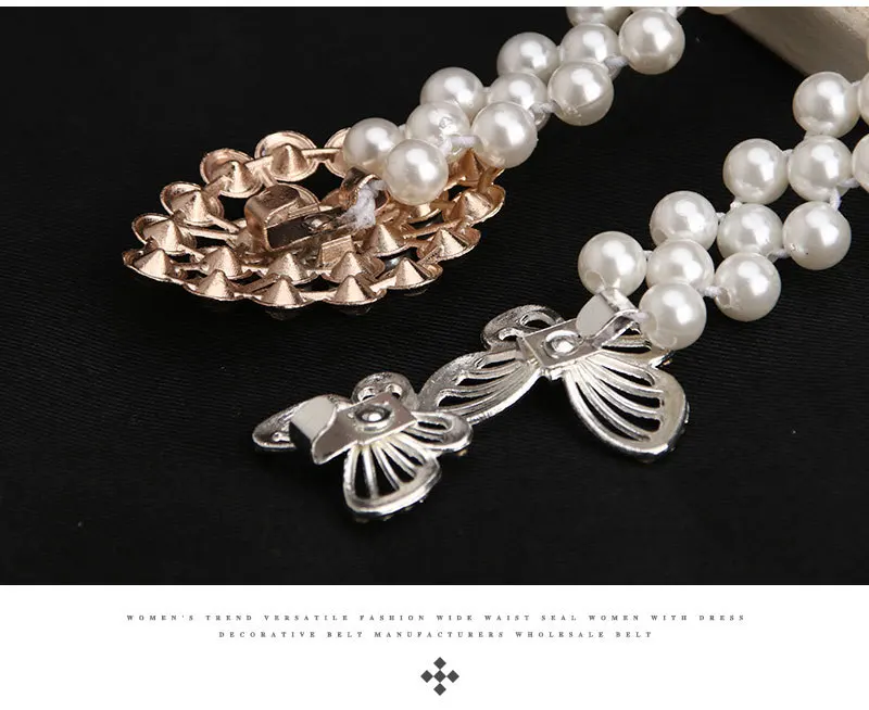 Wholesale Korean Style Fashion Elegant Pearl Waist Chain Internet Popular Inlaid Rhinestone Dress Decorative Belt