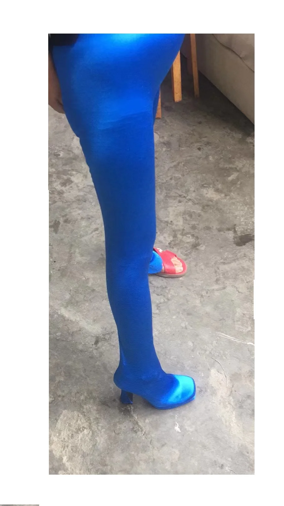 Sexy design Block chunky High Heels Superelasticity boots Built In Pant lined long boots custom heels women winter pants boots