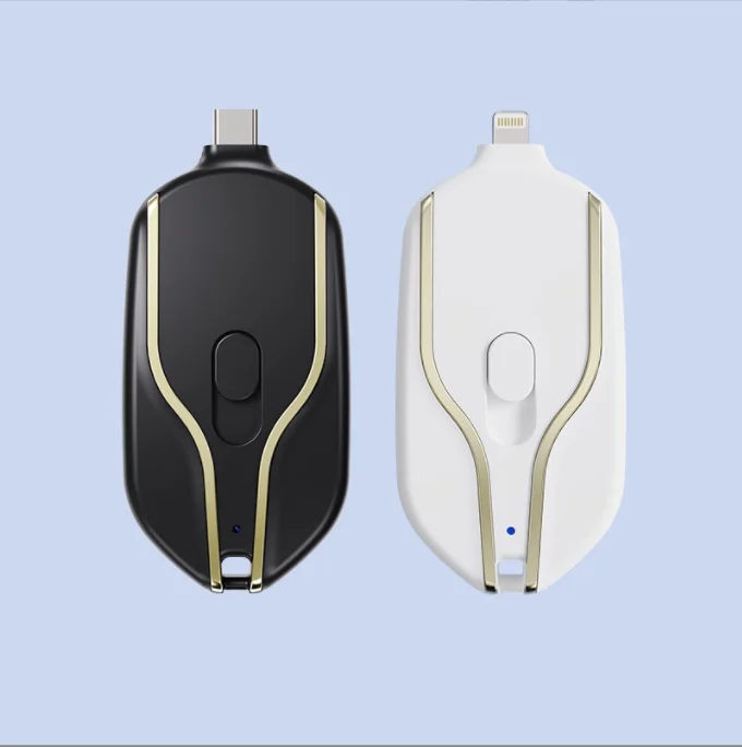 2023 New Peoduct Portable Mini Keychain Power Banks 1500mAh Backup Charge Portable Fast Charger Emergency Telescopic Plug Design