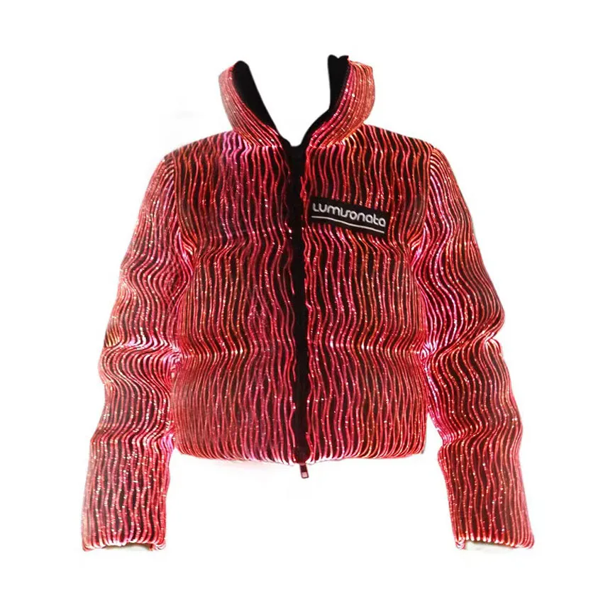 LED Fiber Optic Fabric Jacket Clothing Luminous RGB LED Light Up Jacket