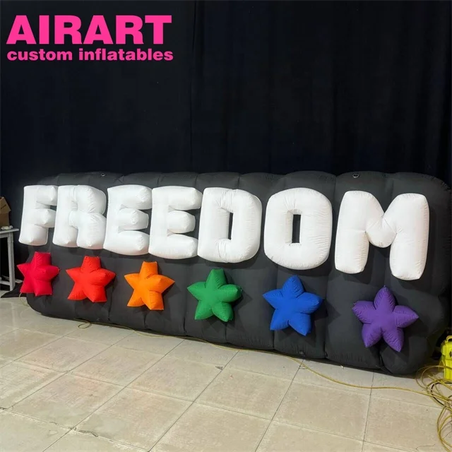 Gold lettering Black base decorated with inflatable advertising signs for party