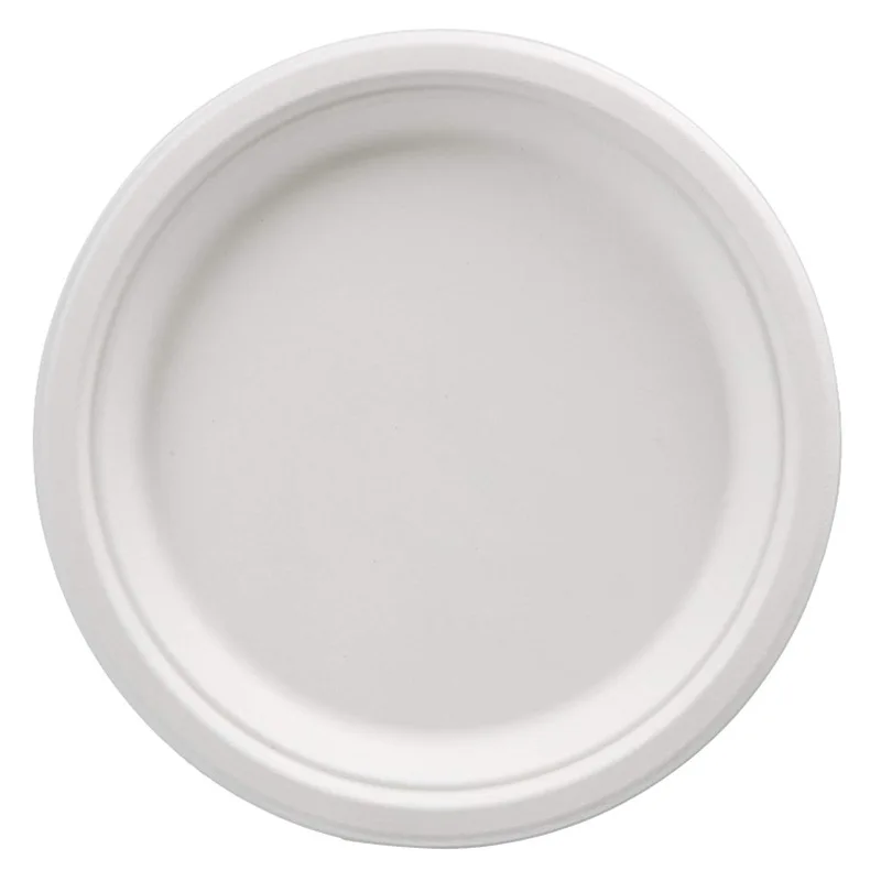 Sustainable eco-friendly biodegradable sustainable sugarcane bagasse pulp round dish paper plate
