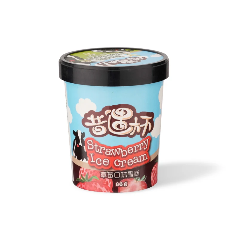 OEM Wholesale Food Grade Recycled 4oz 100ml Custom plastic IML cup ice cream cups with lid and spoon