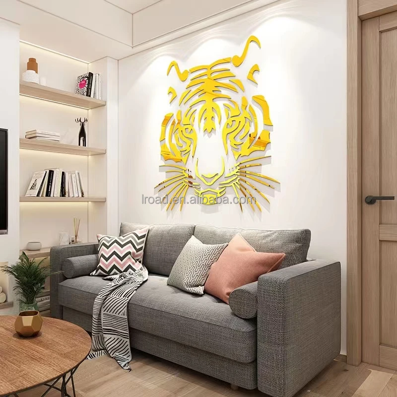 Tiger sticker 3D three-dimensional entrance porch wall sticker living room wall decorations gym decoration sports
