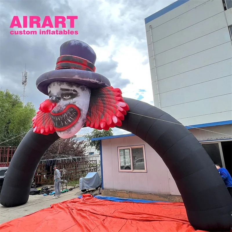 Large size outdoor activities decoration inflatable horror clown face arch for Halloween festival party display