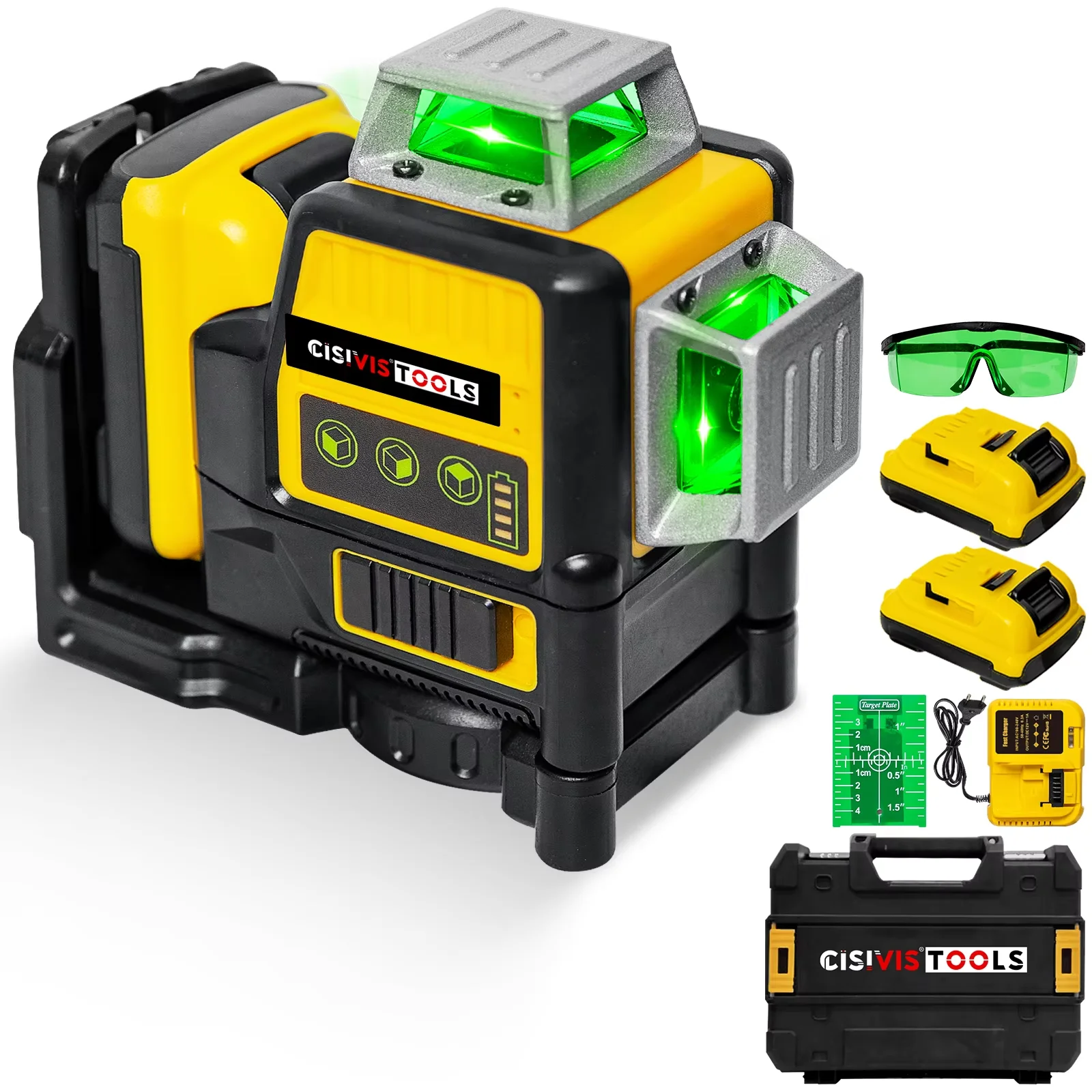 CISIVIS 16-Line 3-Point Professional Outdoor Auto Level Set Rotating Green DW Concrete Laser Level