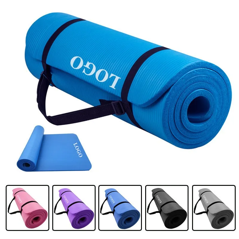 Custom Logo Eco Friendly 8mm 10mm 15mm NBR Yoga Mat Pilates Travel Fitness Non Slip Yoga Mat