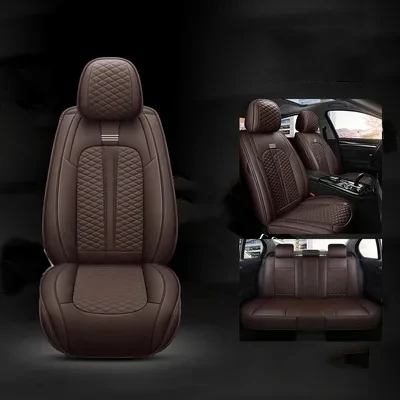 Beige Waterproof 5-Seats Leather Car Seats(old Universal All Seasons Applicable Car Seat Cover