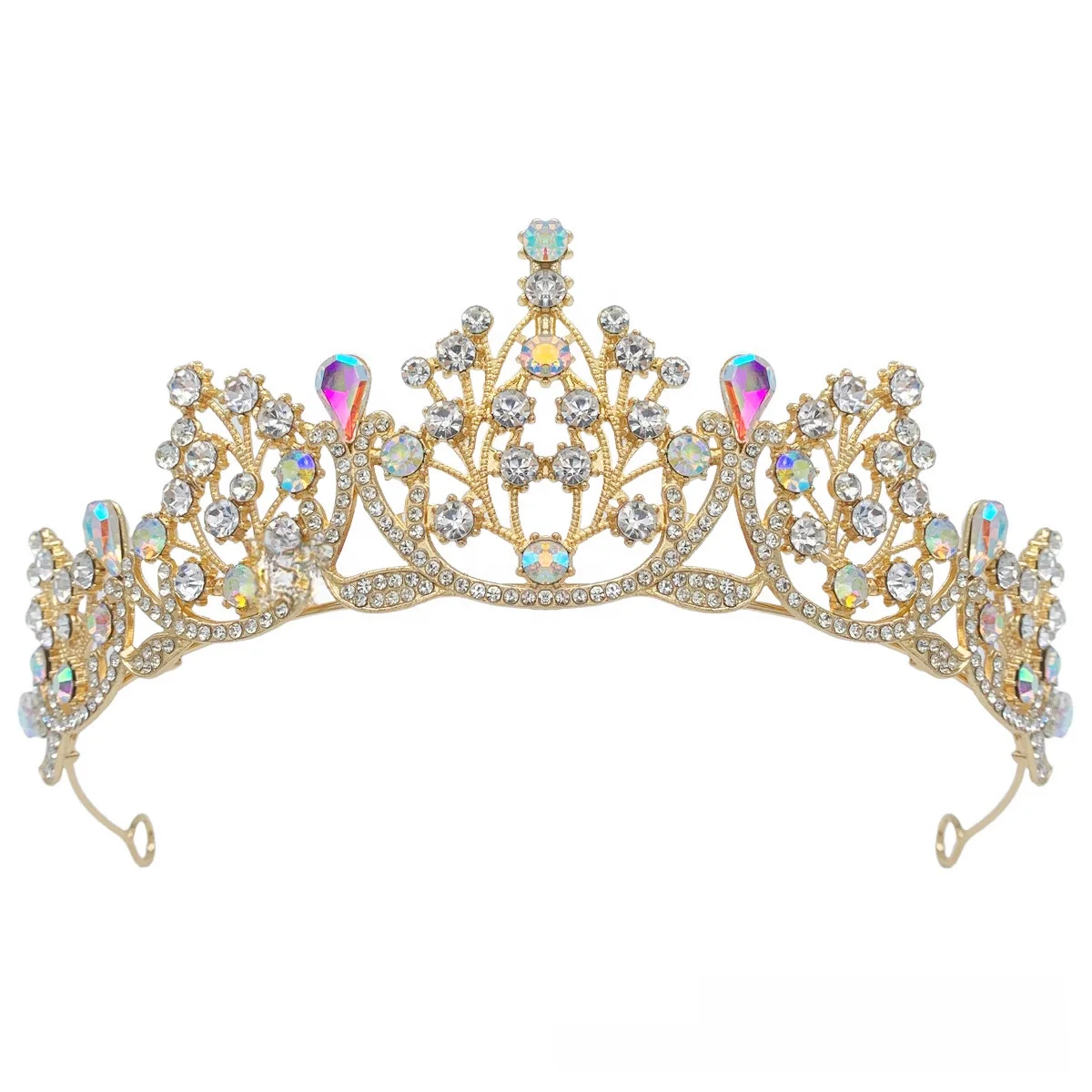 Bridal crown tiara headdress water drop drill eighteen years old adult princess pageant crown wedding veil hair accessories