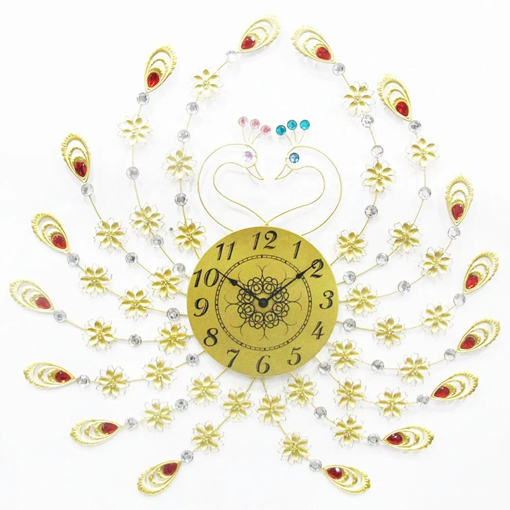 High Quality Fashion Home Decoration Metal Crafts Luxury Gold Wall Clock Decoration Living Room Wall