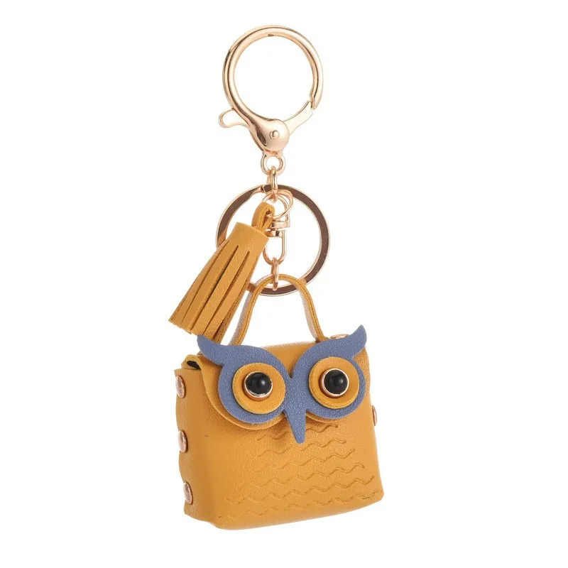 Creative Leather Owl Zero Wallet Keychain Trend Car Bag Couple Keychain Small Pendant Wholesale