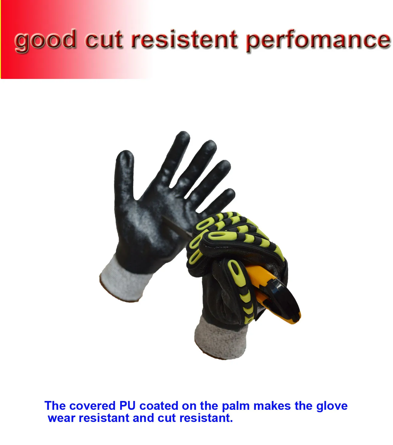 Оптовая продажа, противоударные рабочие перчатки HPPE, противоскользящие перчатки с нитриловым покрытием, устойчивые к порезам перчатки для рабочих и семейных ежедневных работ