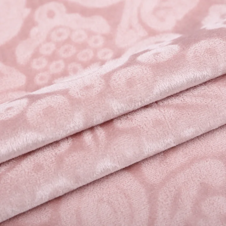 Pink embossed plush velvet hometextile super soft holland sofa velvet fabric sofa upholstery