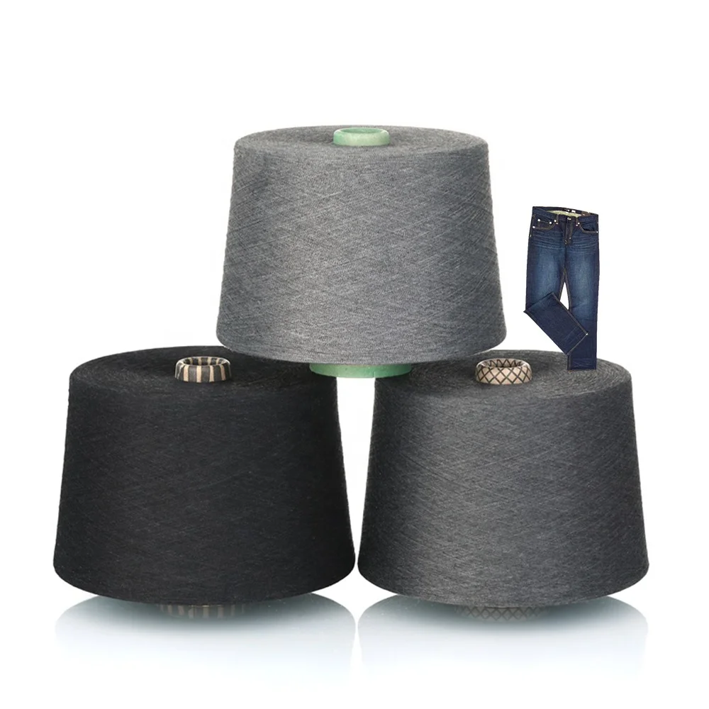 High Strength 100% Polyester Yarn Ne 30/1 Siro Ring Spun dyed Gray for Knitting Denim and Jeans Recycled