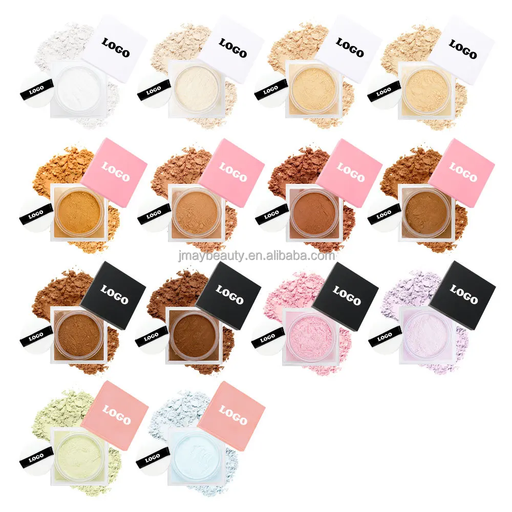 Private Label Talc Free Vegan Pink Oil Control Waterproof Matte Mineral Powder Foundation Makeup Face Loose Setting Powder