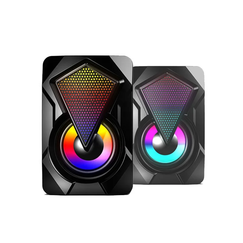 Hot Sales X2 Colorful LED Light RGB PC Speaker Wired USB Power Computer RGB LED Gaming Speaker