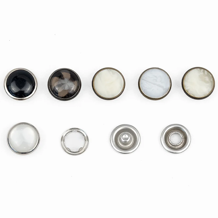 OEM garment accessories zinc alloy cover custom baby snap button press metal prong pearl ring snap button