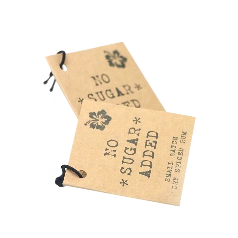 2022 new design garment tag with string, custom logo brown kraft paper hangtag for jeans