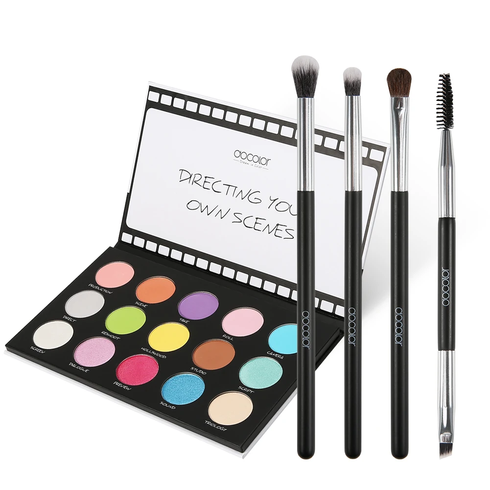 Docolor 15 Color Eye Shadow Palette Scene Stealer and 4 pcs eye makeup brushes Y1509