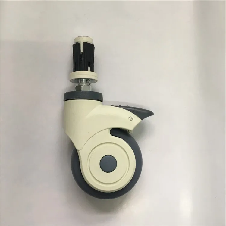 JQ Caster 75mm Medical Swivel Soft TPR Wheel Brake Mute Caster 3 inch