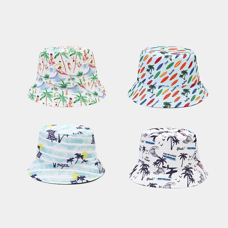 Wholesale Unisex Beach Summer Bucket Hats Customized logo Surfing printed Sport Outdoor Casual hat