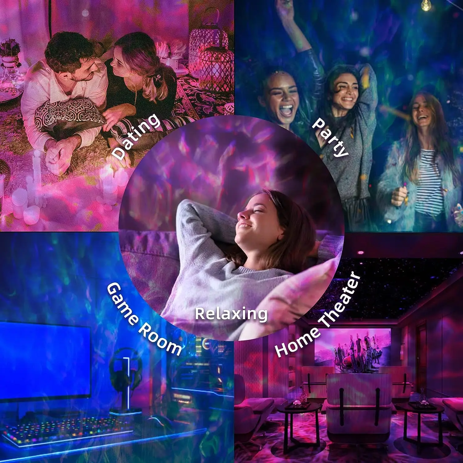 EGOGO Moon Ocean Water RippleLights Projection Lamp Nebula Cloud Lights Night Sky Lights Ceiling Cool Game Rooms