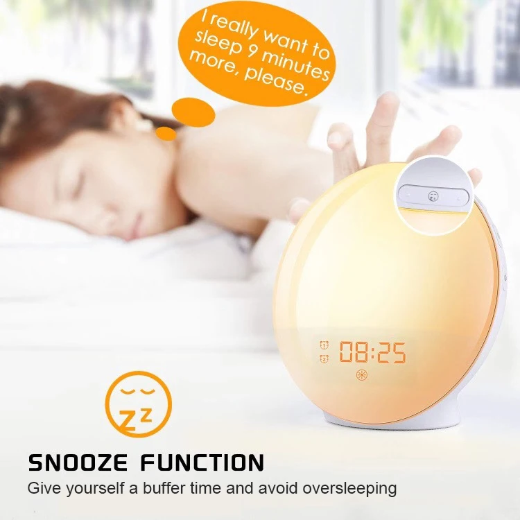 
Wireless Sunrise Simulation Lingt Good Quality Wakeup Light Smart Wake Up Night Workday Alarm Clock With Function 