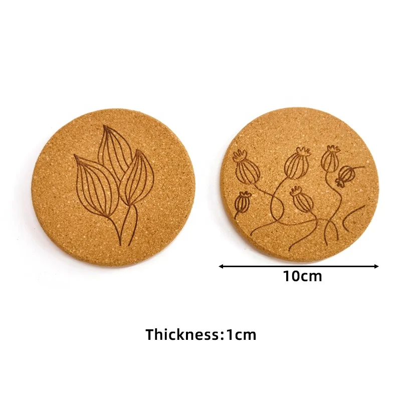 Composition cork home coaster dia. 10mm customized printed logo round cork coaster Cheap Custom Cork Wooden Coasters