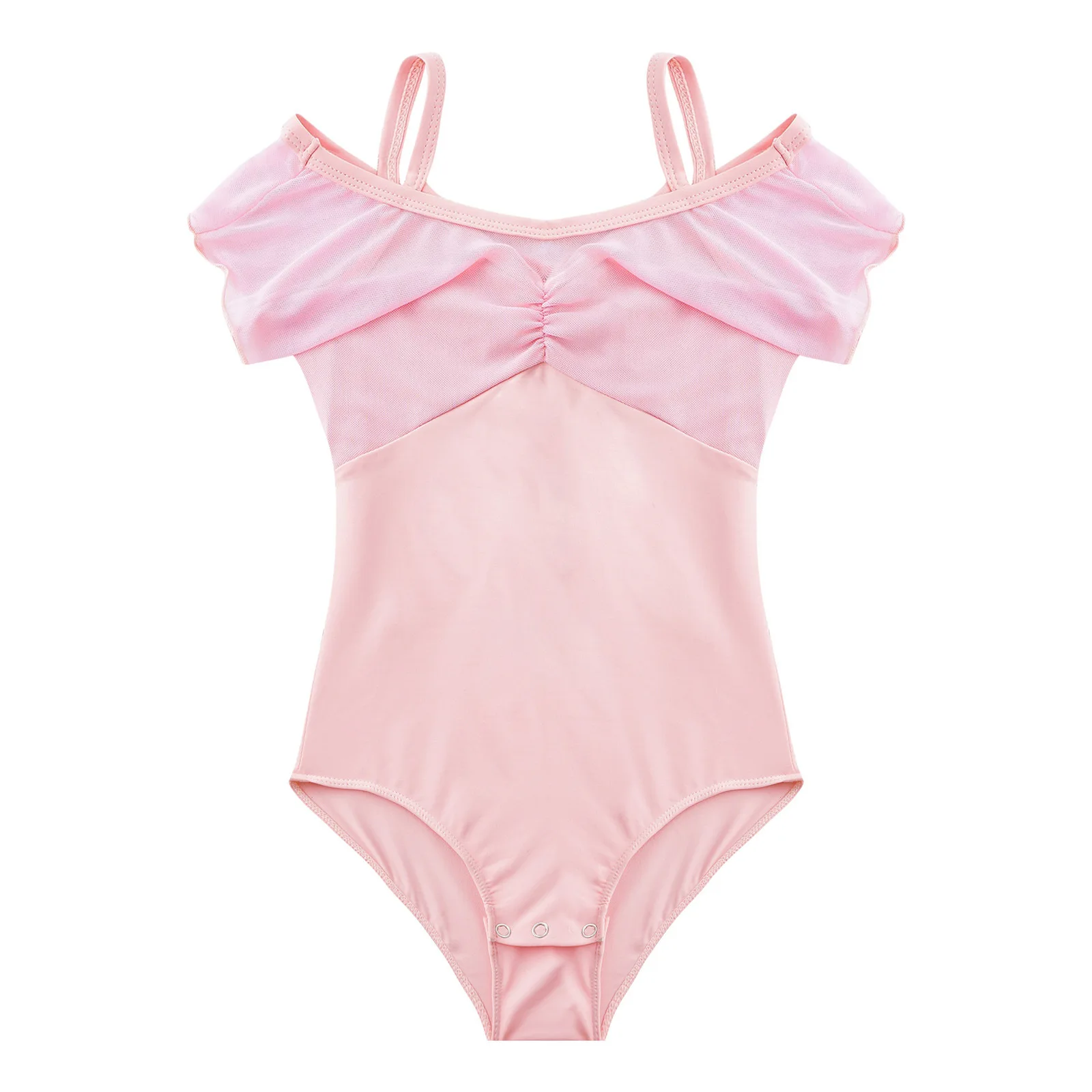 Short Sleeve Rhythmic Gymnastics Practice Kids Open Crotch Girls Ballet Skirt Bodysuit Leotard
