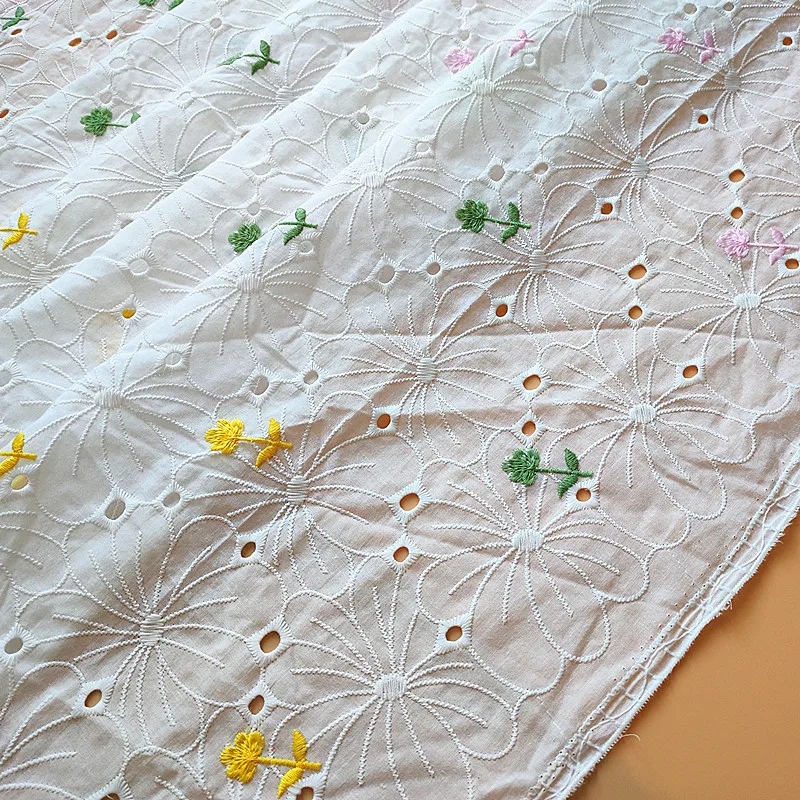 High quality 100% Cotton Voile Embroidered Fabrics for women and girls