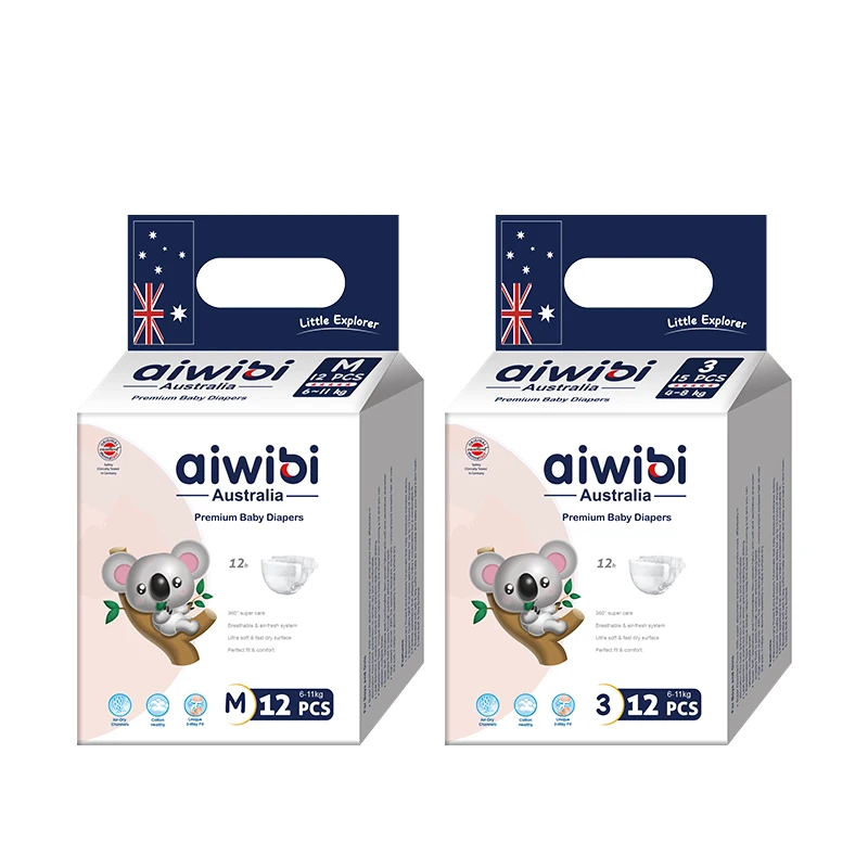 AIWIBI Wholesale Free Sample Private Label High Quality Pretty Disposable Fitted Tape Diaper For Baby