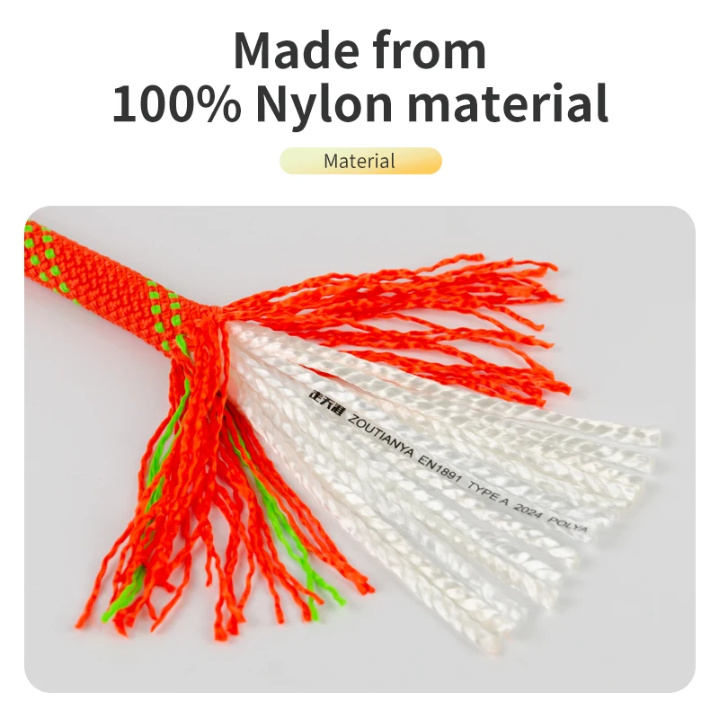 CE UIAA Certificate braided rope EN1891 Orange climbing rope 10.5mm Nylon Static Rope