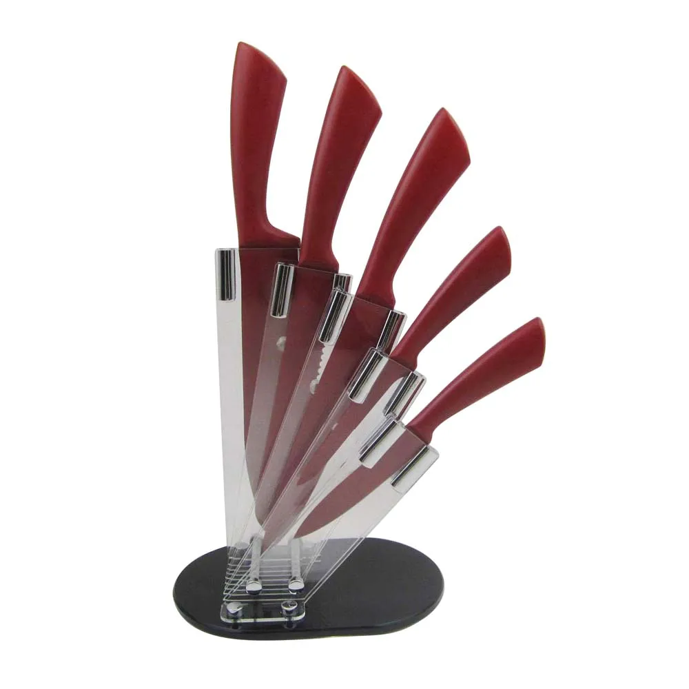 Non-Stick Coating Hollow Handle Knife Set With Acrylic Block