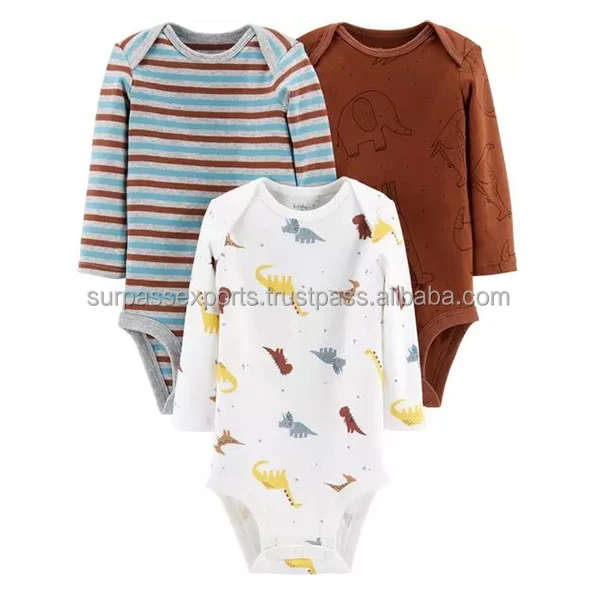 Latest Design Premium Quality Baby Boy Rompers with Printed Designs Summer Cotton Newborn Clothes at Wholesale Price for Export