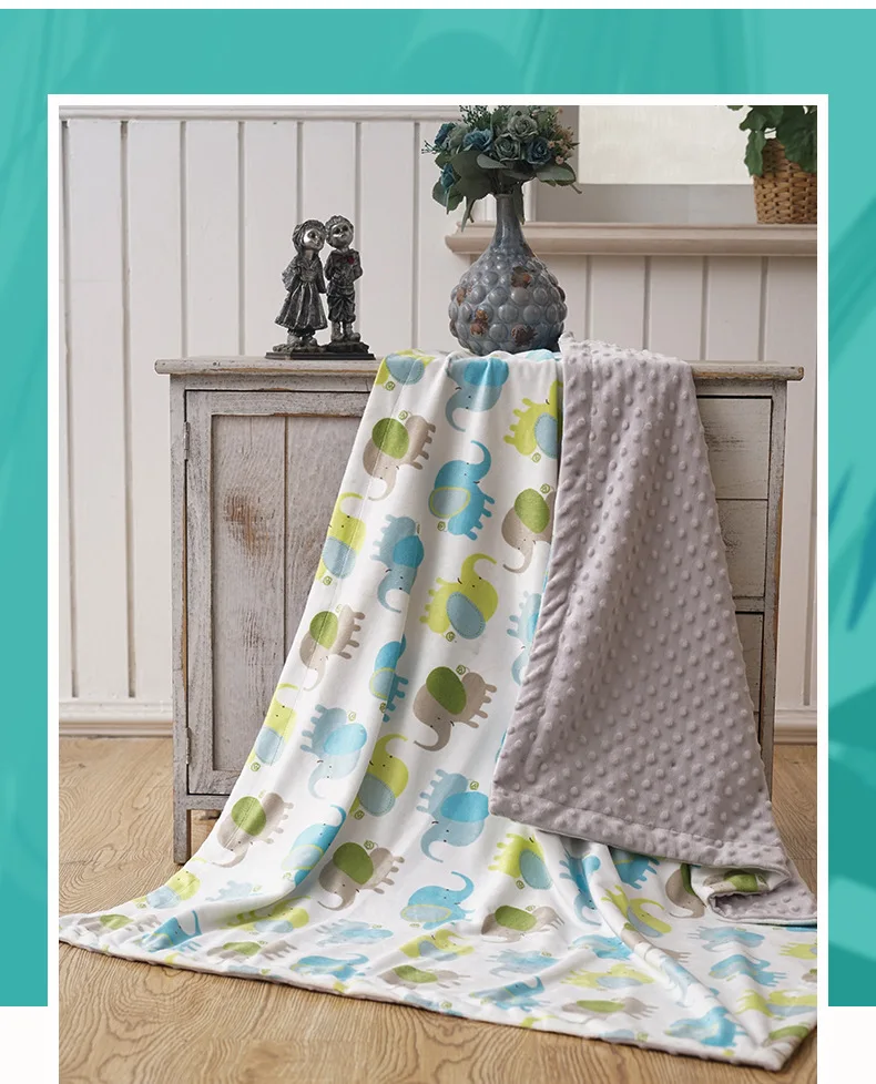 Soft plush double-layered minky dots warm baby blanket custom baby minky blanket