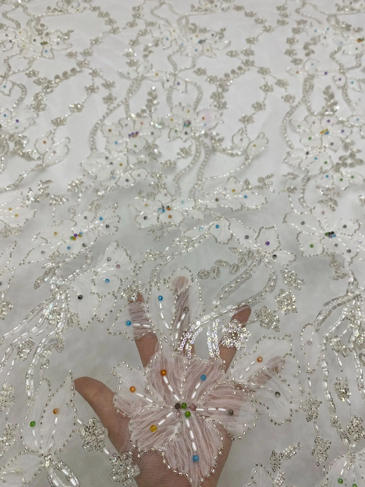 Garment Accessories Machine-woven Lace Polyester Eco-Friendly Sequins Bridal Wedding Party worldwide fabric lace