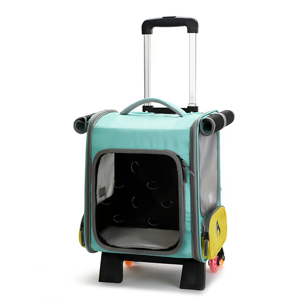 Hoopet Portable Heavy Duty Cat Dog Bed Zipper On Tail And Side Carrier Backpack With Wheels