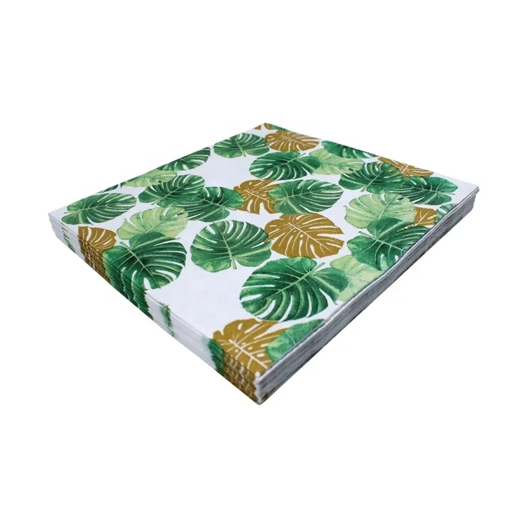Hawaiian Luau Party Napkins Tropical Palm Leaf Paper Napkins for Tropical Tiki Themed Luncheon Party Supplies Decoration