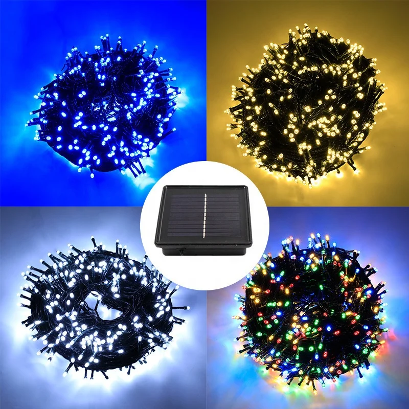Holiday Lighting Outdoor Decoration Waterproof 12m Street Christmas Solar Fairy Lights Led String