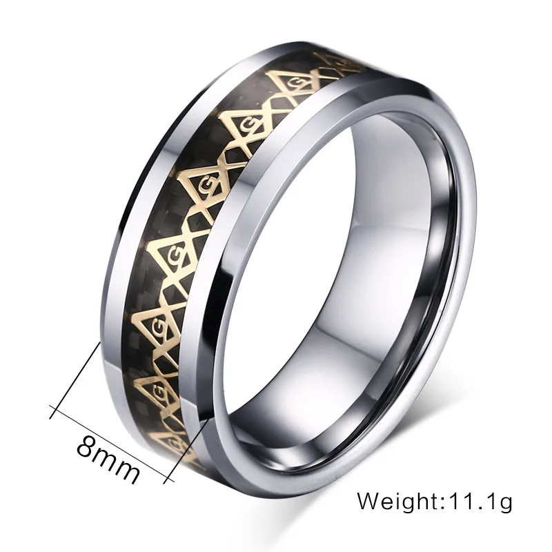 Wholesale fashion jewelry male ring 8mm solid ceramic black waterproof ring Masonic ring