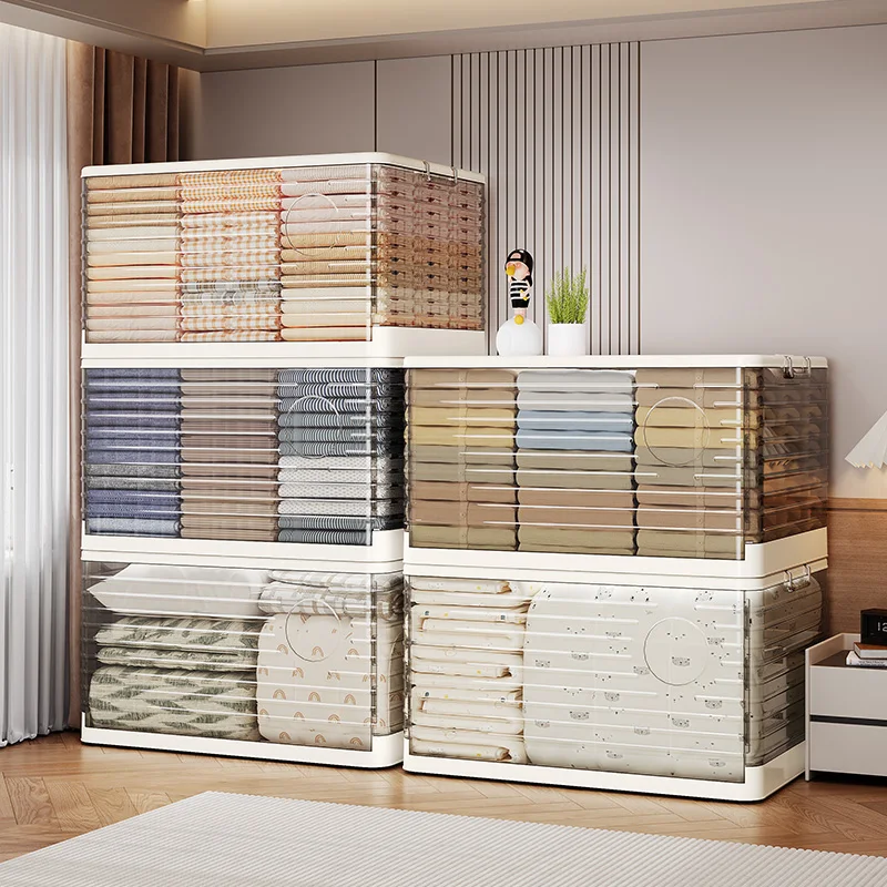 Rmier large foldable storage locker suitable for storage of clothes, toys, etc. Large capacity plastic transparent