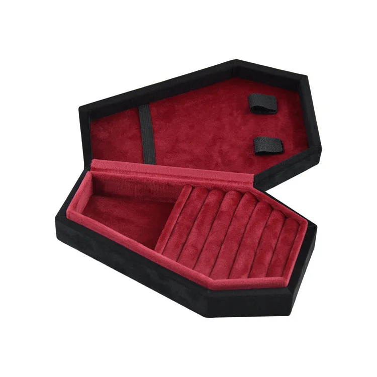 Wholesale Custom Design Coffin Shape Ring Box Goth Style Jewelry Box Coffin Jewelry Organizer Holder Storage Jewelry Box