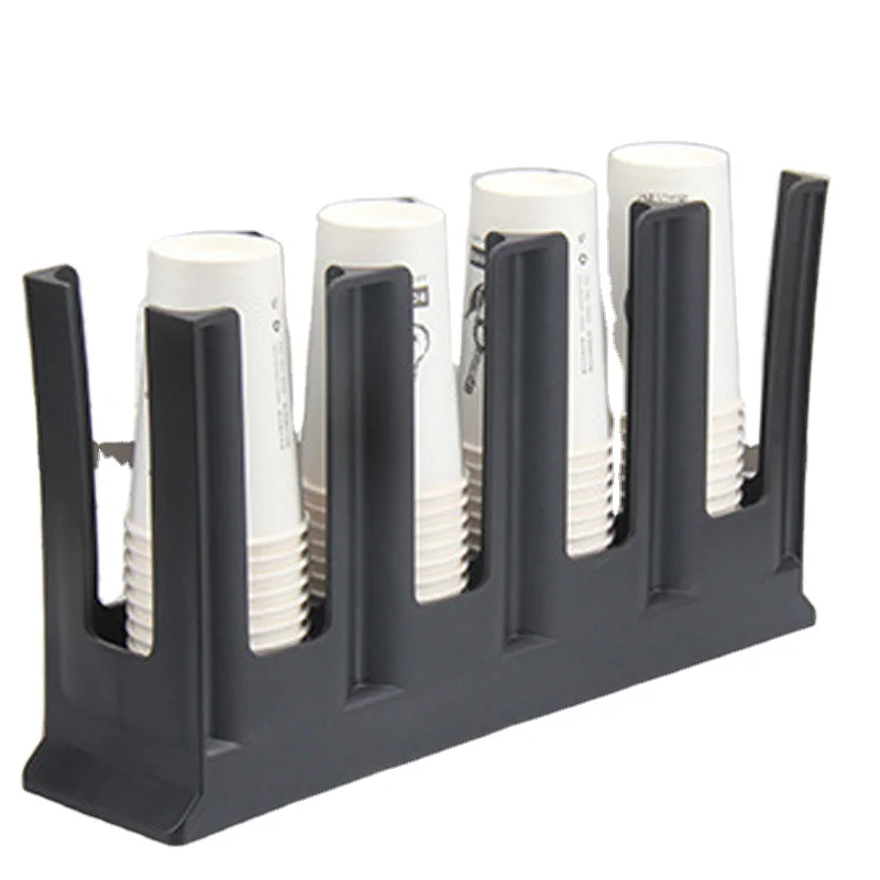 Flat 4 grids Black Cup Holder Dispenser High Quality Plastic Milk Tea Coffee Paper plastic disposable Cup Storage Rack