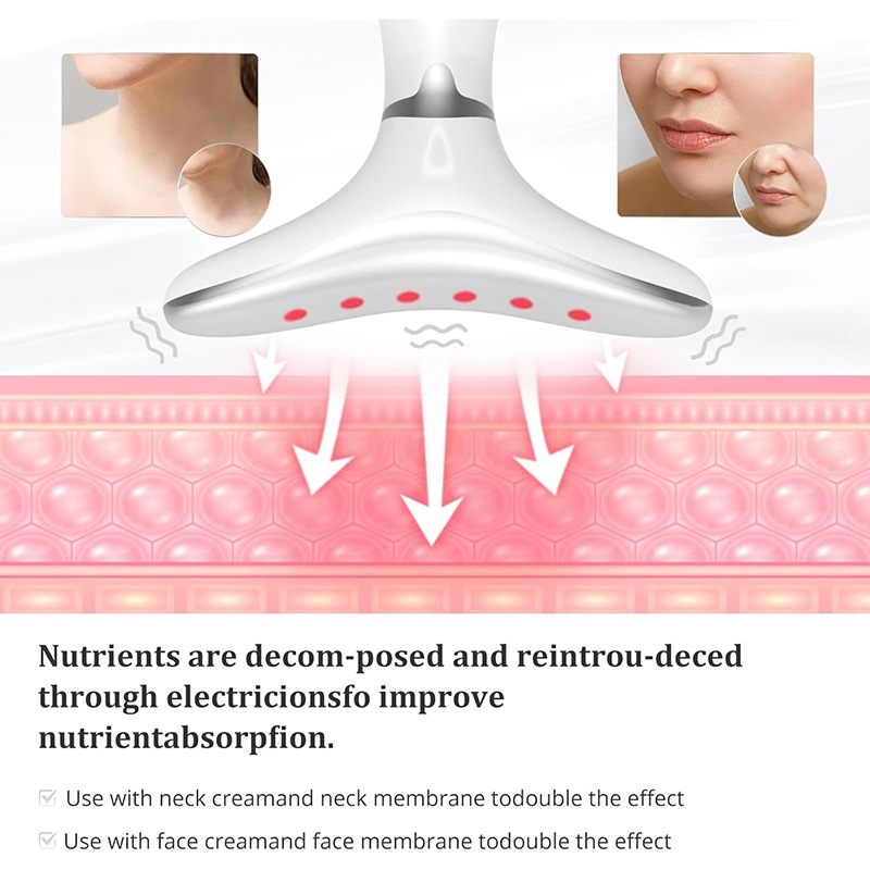 Smart Handheld 3 in 1 Face Lifting Instrument with 9 Gear 3 Color Modes Anti Wrinkles Neck Massager Device