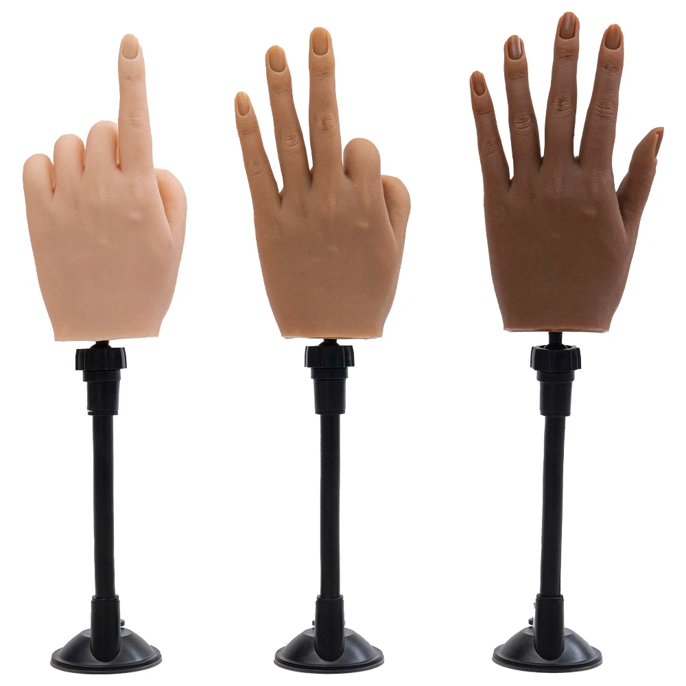 Soft Bendable Positioning Silicone Practice Hand for Nails Adjustable Bracket Mannequin Practice Hand  Practice Hand