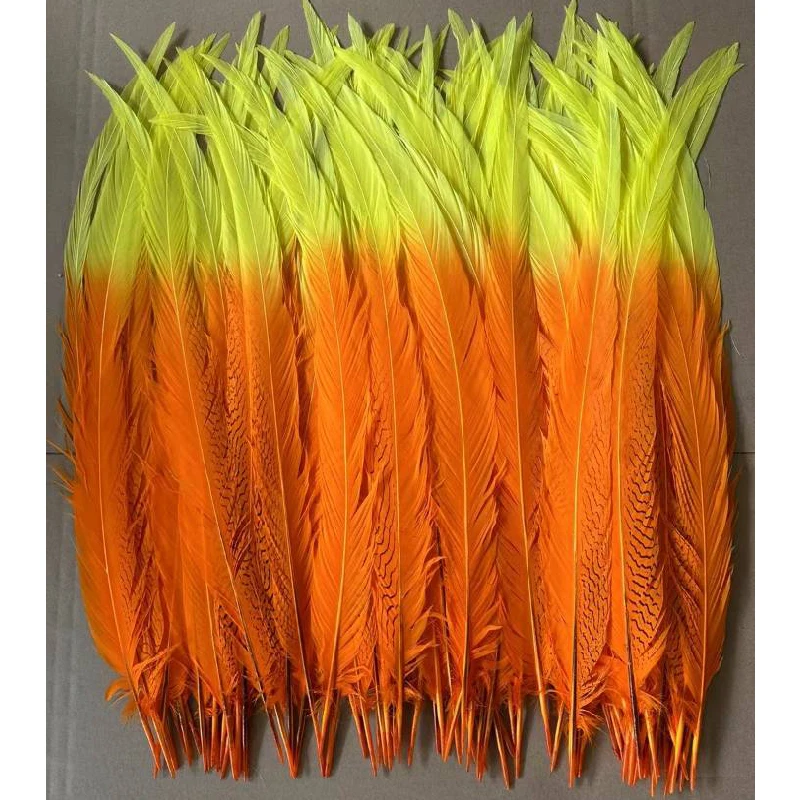 China Factory Feather Supply Dyed Colors Berghaan Tail feathers Two Tone Long Silver White Pheasant Tail Feather