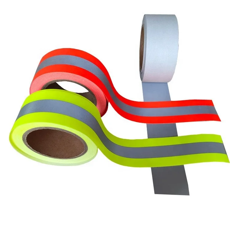 High Visibility Cotton Aramid 5CM Fluorescent Color Waterproof Flame Retardant Reflective Safety Webbing