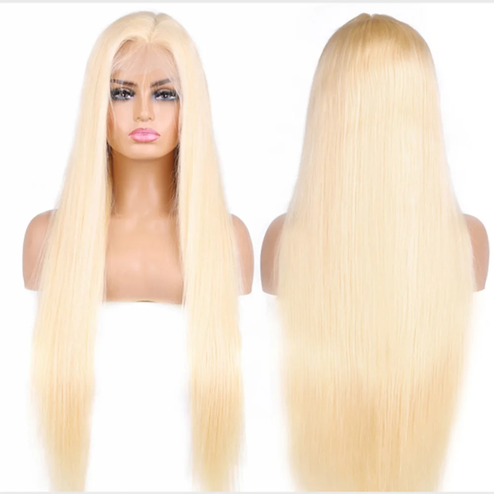 Virgin Remy Blonde 13X4 Lace Frontal Wig 613 Lace Front Brazilian Straight Human Hair Lace Wigs Pre Plucked With Baby Hair